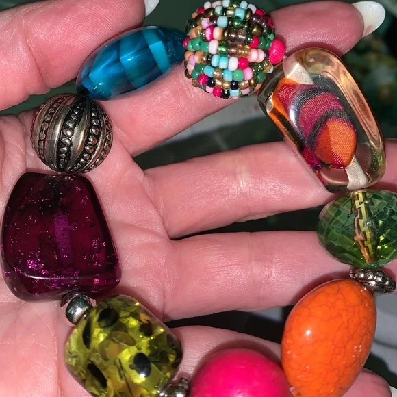 Vintage rare Glass,Chunky signed statement bracelet - Picture 4 of 5